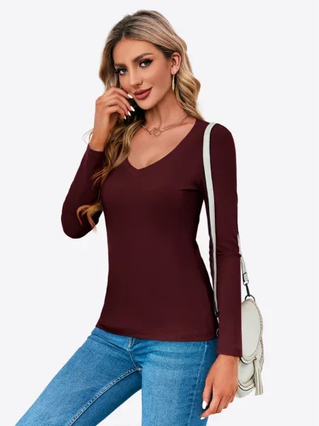 Imily Bela Tricou burgundy roșu