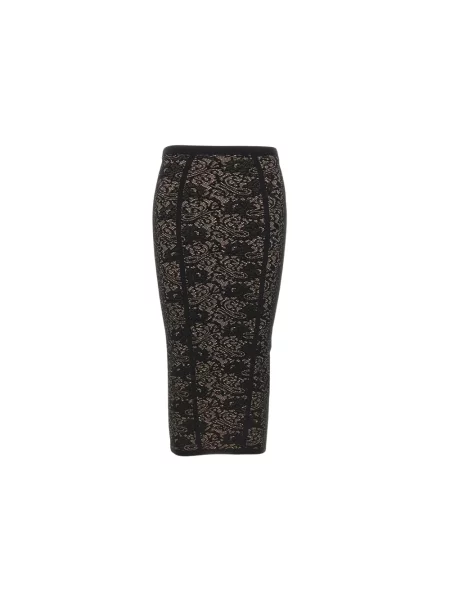 Spódnica midi Elisabetta Franchi skórzana czarna