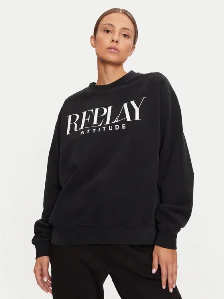 REPLAY Bluză Oversize negru