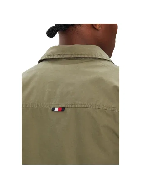 Cămașă Tommy Hilfiger din țesătură twill verde