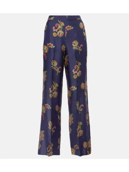 Pantaloni Etro de mătase albastru