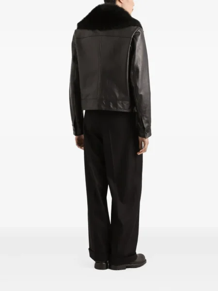 Кожено яке Dolce & Gabbana черно