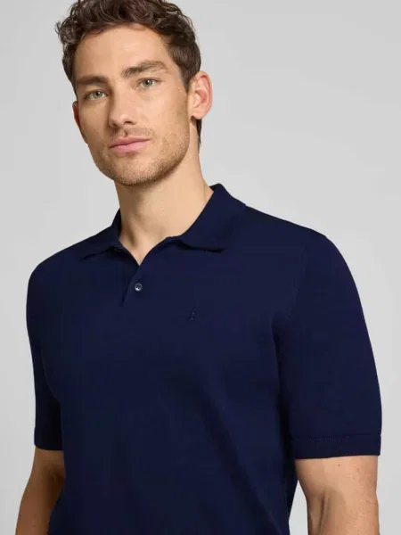 Koszulka polo o kroju slim fit z czystej bawełny Armedangels granatowa