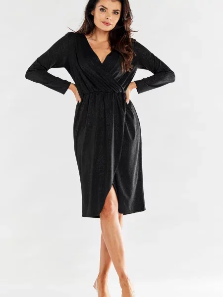 Midi obleka Awama črna