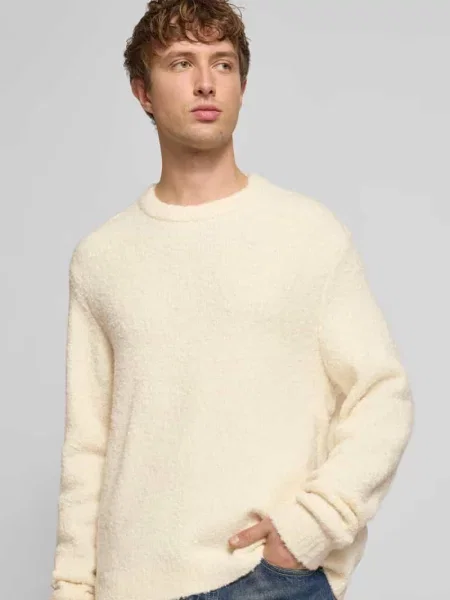 Sweter z dzianiny z imitacji bouclé model ‘MEADOWS’ Jack & Jones biały