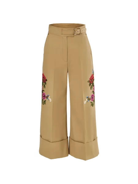 Cu centură pantaloni Carolina Herrera cu model floral