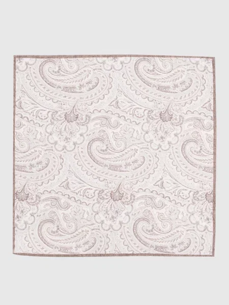 Шелковый платок Brunello Cucinelli с узором пейсли бежевый