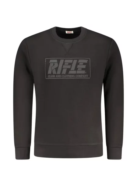 Hanorac crewneck Rifle cu decolteu rotund negru