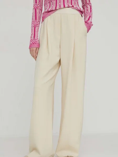 Stine Goya pantaloni Ciara femei lat high waist bej