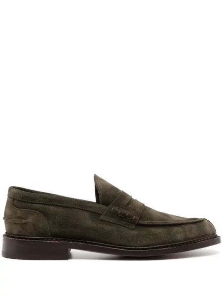 Pantofi loafer Tricker's din piele de căprioară verde