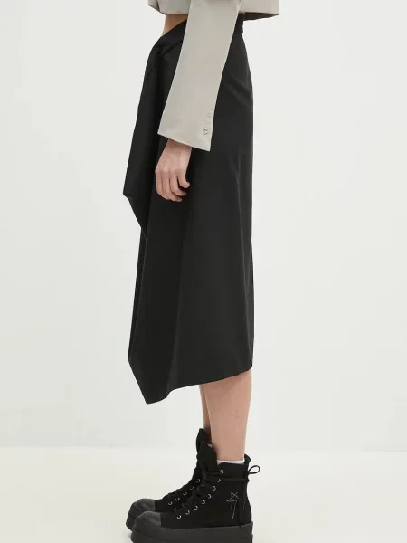 Вовняна спідниця Kenzo midi розкльошена чорний