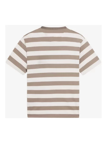 Koszulka Emporio Armani w paski z paskiem beżowa