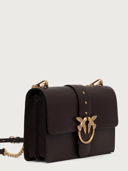 Pinko De piele geantă poștaș Love One Classic maro
