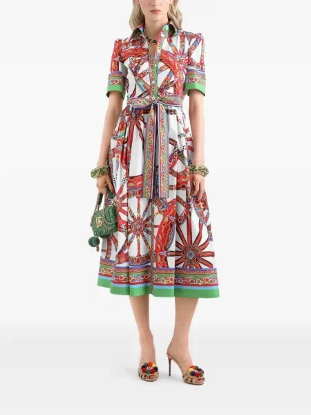 Rochie tip cămașă Dolce & Gabbana cu imagine din poplin alb