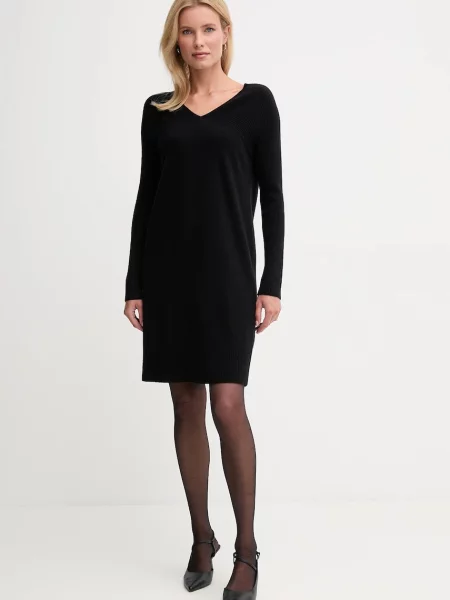 United Colors of Benetton sukienka z dodatkiem wełny mini prosta czarny