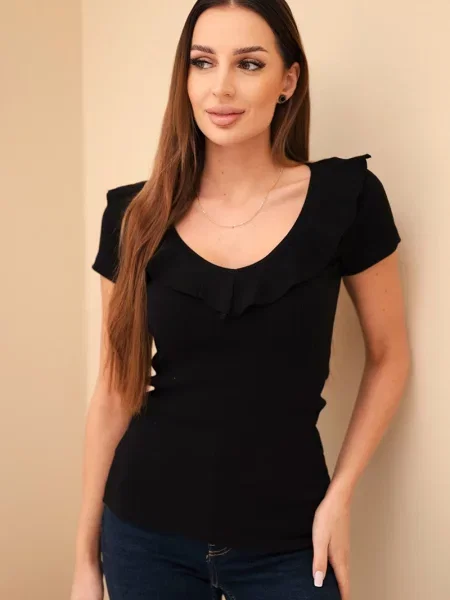 Bluză Kesi cu volane negru