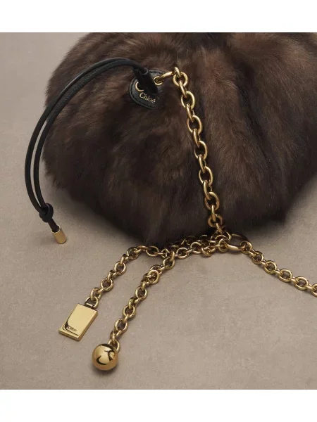 Geantă Chloé din piele de oaie maro