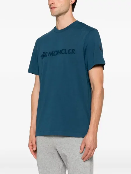 Tricou Moncler cu broderie albastru