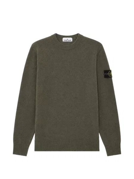 Pulover Stone Island cu decolteu rotund cu strasuri verde