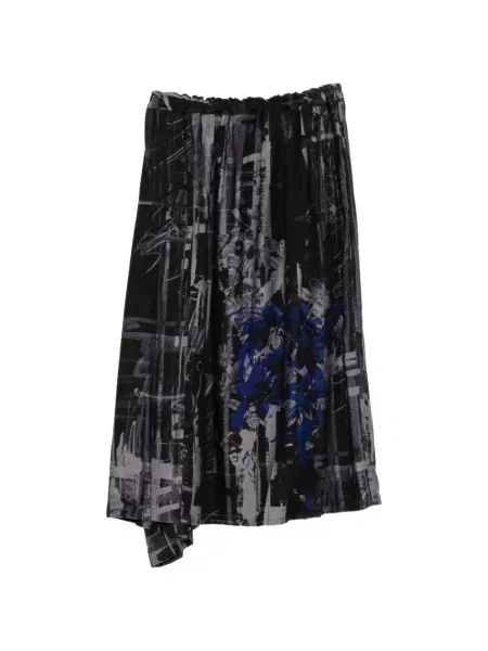 Fustă Y's cu model floral cu imagine asimetrică negru