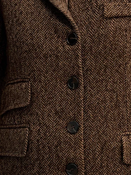 Піджак з додаванням вовни Hoss Intropia однобортний візерунок коричневий