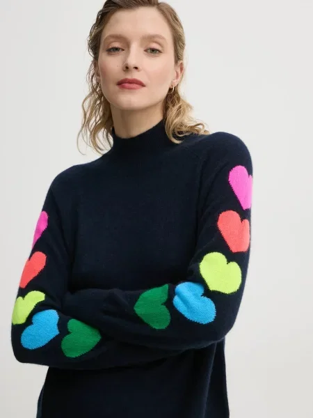FROM FUTURE pulover de casmir marin light cu turtleneck albastru