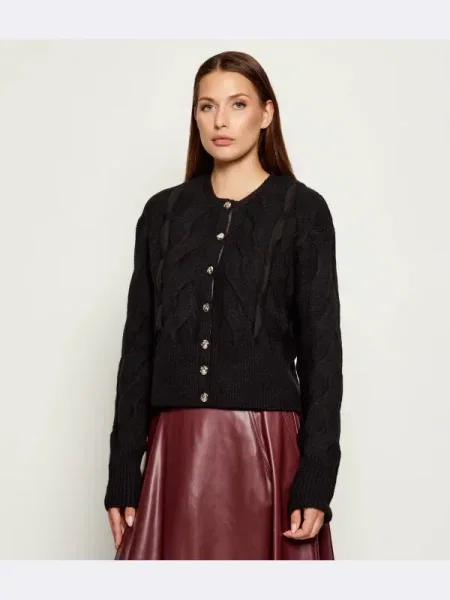 Liu Jo Cardigan cu adaos de lână negru