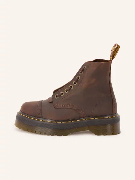 Botki Dr. Martens skórzane na platformie brązowe