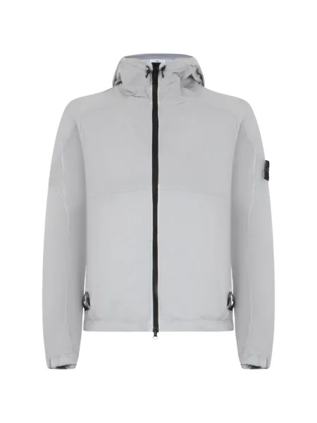 Geacă Stone Island cu glugă cu strasuri gri