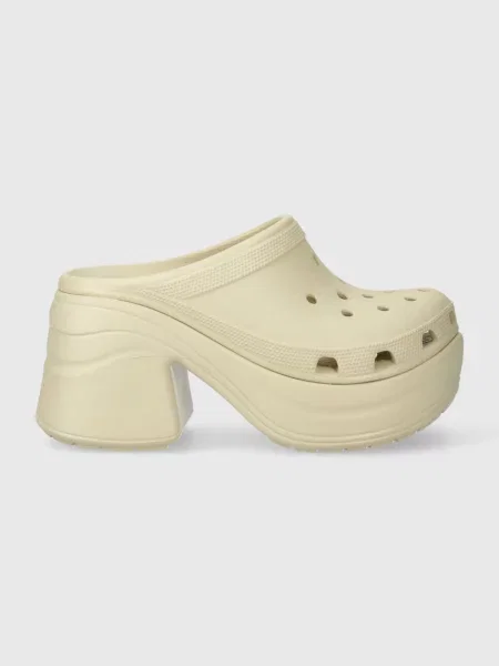 Crocs klapki Siren Clog na platformie beżowy