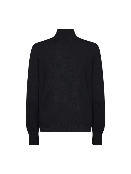Lniany sweter z golfem Blanca Vita czarny