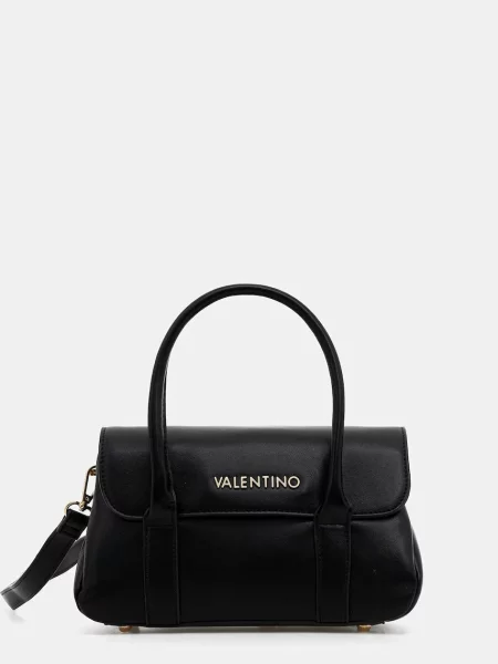 Lniana torebka Valentino Bags czarna