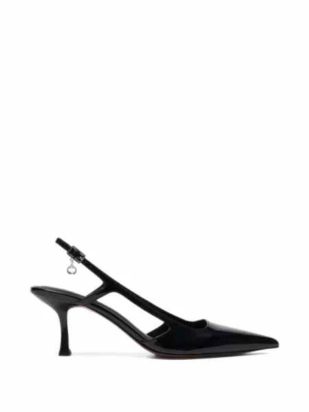 Pantofi cu toc Maje din piele de lac slingback negru