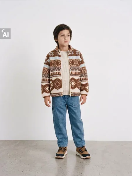 Sinsay Sherpa mikina loose fit se stojáčkem vícebarevná