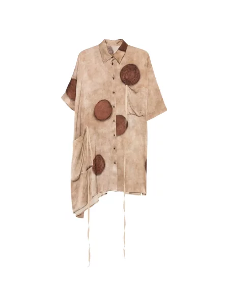 Top Uma Wang w grochy z nadrukiem wiązany