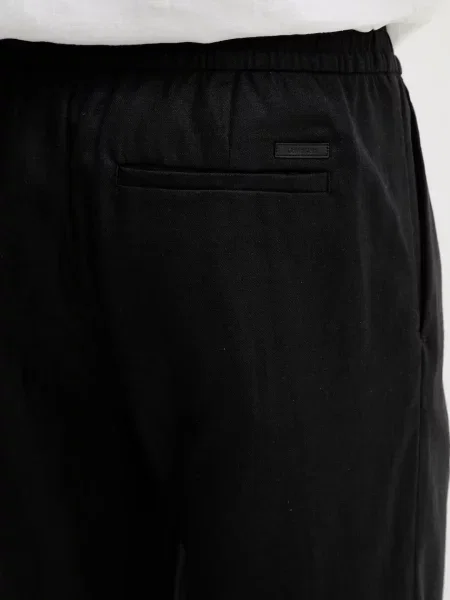 Calvin Klein Egyenes nadrág férfi lenvászonnal fekete