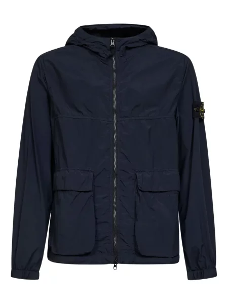 Geacă Stone Island cu glugă cu strasuri albastru