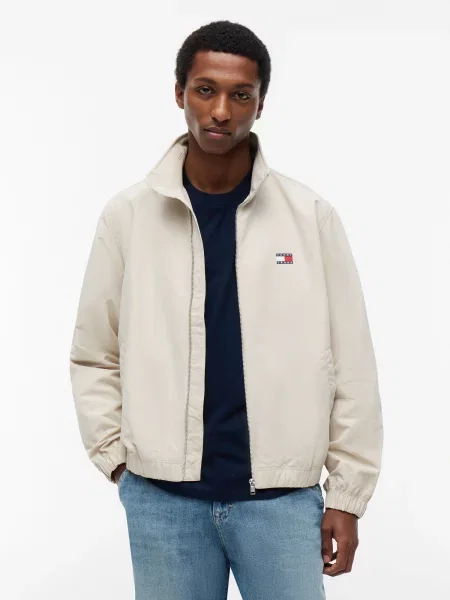 Tommy Jeans Prechodná bunda ESSENTIAL / červená / biela béžová