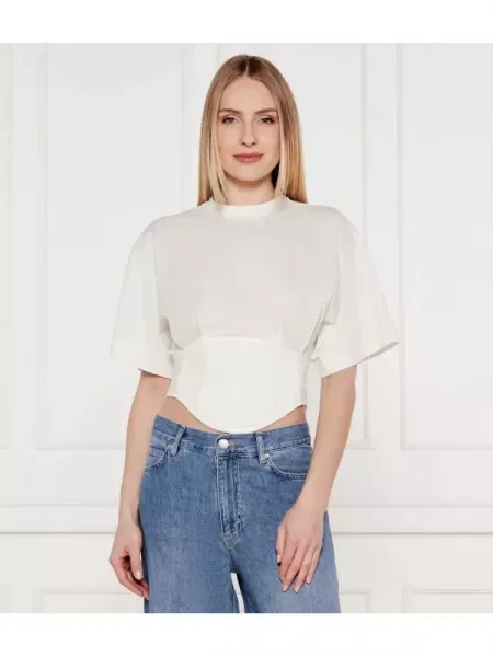 Pinko Blúz Ti Sento | Cropped Fit fehér