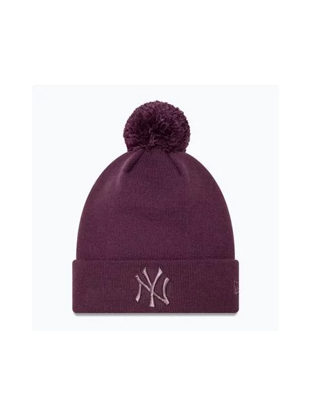 Шапка New Era Metallic Bobble Knitted Beanie New York Yankees темно-фіолетова фіолетова