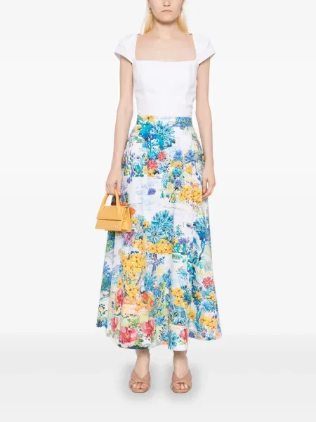 Fustă Mary Katrantzou cu model floral cu imagine alb