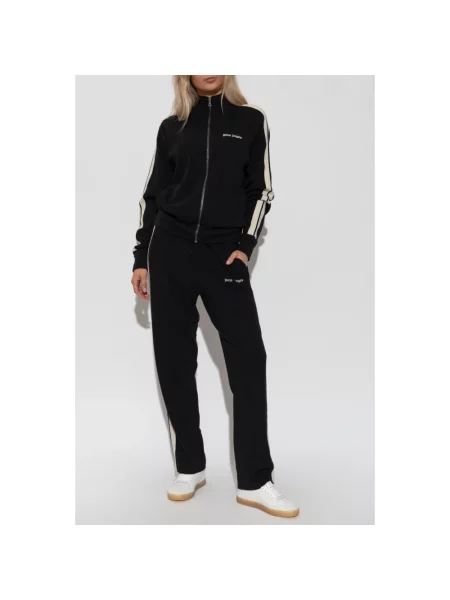 Sweter z golfem Palm Angels wełniany z logo do golfa czarny