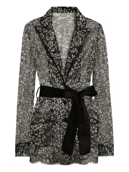 Cămașă Dolce & Gabbana cu model floral din dantelă negru