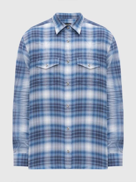 Сорочка в клітинку Tom Ford синя