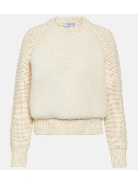 Sweter Prada z alpaki biały