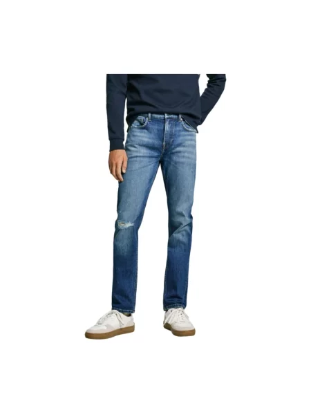 Jeansy Pepe Jeans z przetarciami casual niebieskie