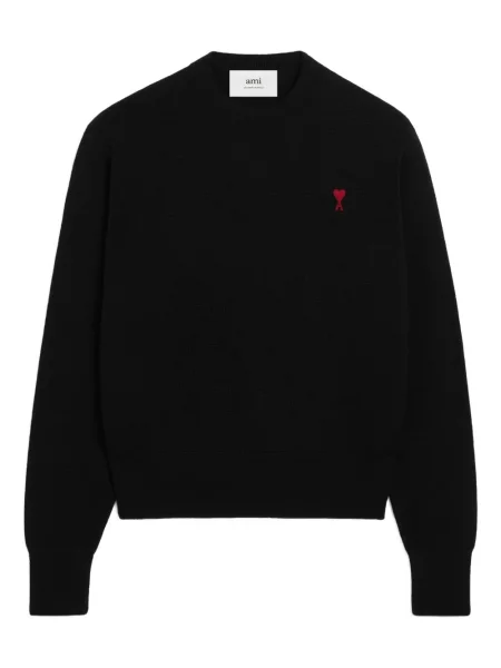 Pulover Ami Paris cu decolteu rotund negru