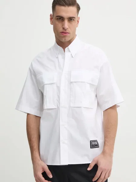 Versace Jeans Couture camasa din barbati cu guler button-down relaxed alb