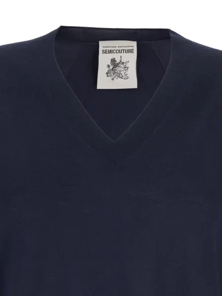 Top Semicouture z dekoltem w serek niebieski