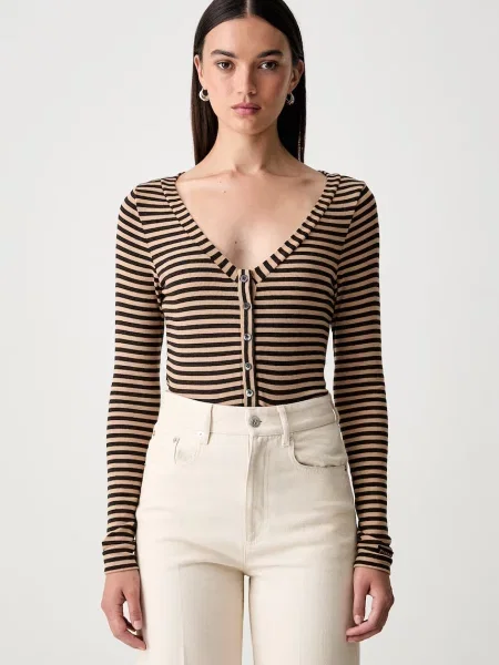 Tricou cu mânecă lungă Pinko de lână maro